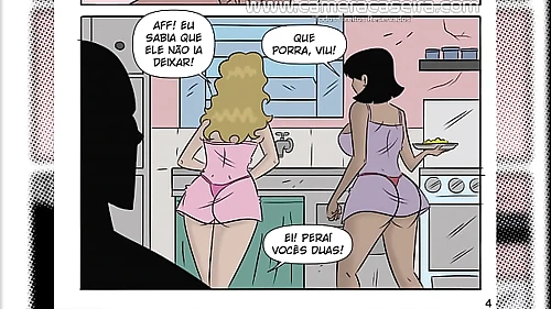 Irmãs gostosas seduzem o papai para conseguir ir ao baile na favela - HQ Pornô Putarias na Favela - Câmera Caseira